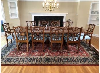 Spectacular Very Large Banded Dining Room Table 9.5 Feet Long Carved Ball & Claw Feet - Paid $6,800 For Table