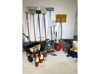 Great 30 Plus Piece Garage Lot - Yard & Hand Tools - Spreader - Chemicals - Fire Extinguishers - MORE & MORE !