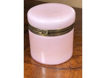 Beautiful Large Vintage MURANO Glass - Dresser Jar / Box - Made In Italy - Ornate Brass Trim - GREAT PIECE !