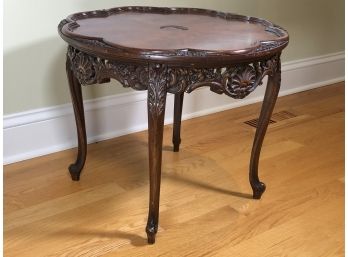 Lovely Small Antique Carved Side Table 1920s - Beautifully Carved - With Burl Wood Top - Needs Minor Work