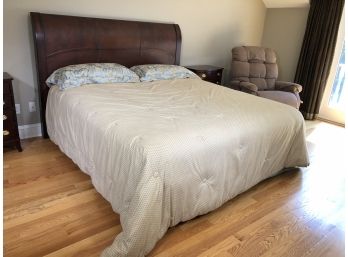 Great Like New AIRELOOM RIP VAN WINKLE King Bed - COMPLETE - EVERYTHING YOU SEE - Headboard, Bedding, Linens