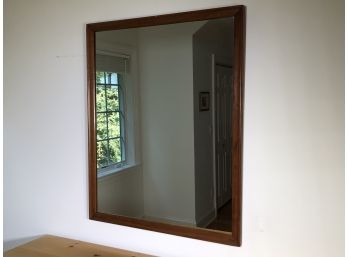 Large Rectangular Framed Mirror - Walnut Stain - Very Good Condition - 32-1/2' X 40-1/2' - Ready To Hang