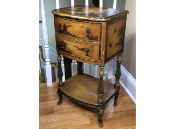 Fabulous Antique Chinosiere Two Drawer Stand - 1915-1925 - Fantastic Paint Decoration - New York Galleries