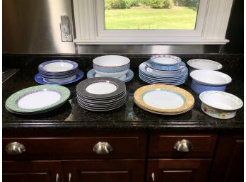 Large Group Of Assorted Color DANSK - QUILTINGS DINNERWARE - Big 34 Piece Lot Several Colors & Shapes