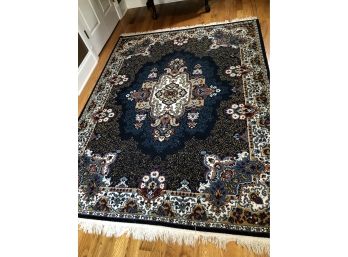 Very Nice And VERY Clean Decorator Rug - Good Colors - Black - Gray - Ivory - Used In Guest Room LIKE NEW !