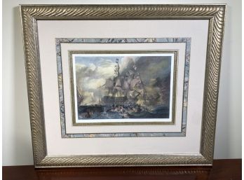 Lovely Authentic JWM TURNER Original Engraving - 1876 - THE BATTLE OF TRALFAGAR - Appleton & Co. NYC