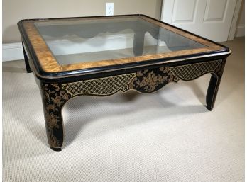 Beautiful Large DREXEL HERITAGE Chinosiere Design Heritage Glass Top Cocktail / Coffee Table - Lovley Piece