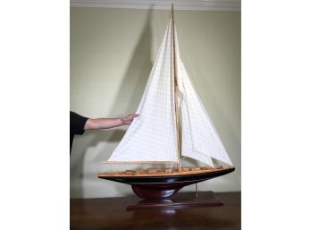 Huge Pond Yacht / Boat Model - Fantastic Display Piece - Very Detailed And Very Well Made On Custom Stand