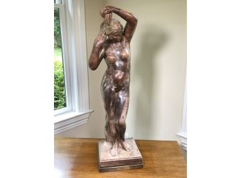 Fabulous Large Nude Statue - Very Nice Patina - Very Well Done - Terracotta / Plaster - Almost Three Feet Tall