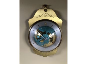 Fabulous Vintage GUBELIN Brass & Enamel Globe Wall Clock - Very Unusual - Could Not Find Another Like It