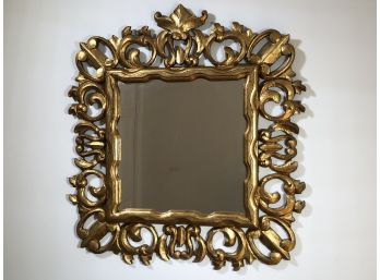 Fantastic Period Antique All Hand Carved Italian Gold Gilt Mirror - Look At The Back LOTS OF AGE - NICE !