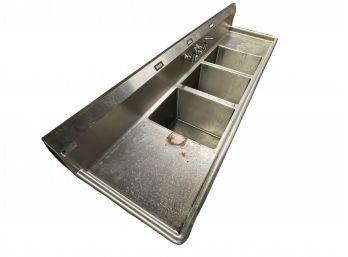 Elkay Commercial Triple Compartment Skullery Sink- Stainless Steel With 24 Inch Left & Right Drainboards