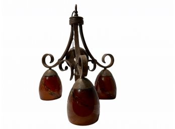 Hampton Bay Downlight Chandelier With Handblown Art Glass Shades In Nutmeg Brown.