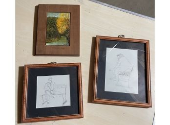 Three Pcs. Of Framed Art- Signed