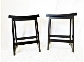 Two Black Wood Counter/Bar Stools