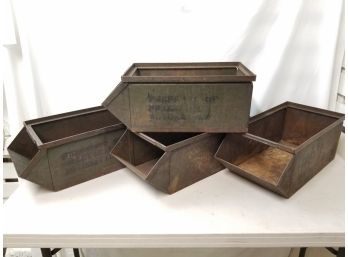 Vintage Industrial Steel Stack Boxes Bins