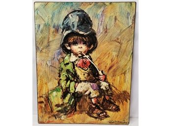 The Artful Dodger 'Boy Smoking Pipe' Litho Print On Board By Artist Barry Leighton-Jones