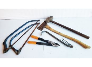 Yard Tools: Bow Saws, Sledge Hammer, Flat Head Axe & More