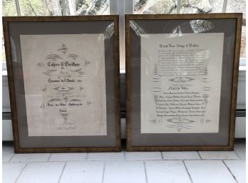 Set Of 8 Framed French Historic Writings With Gold Frames