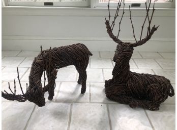 Pair Of  Handmade Rustic Twig Reindeer