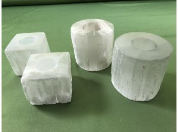 Two Pairs Of Selenite Votives