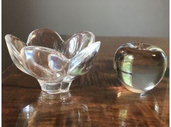 Decorative Glass Apple And Flower Dish