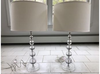 Pair Of Lucite Ball Lamps