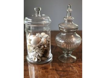 Pair Of Decorative Glass Containers