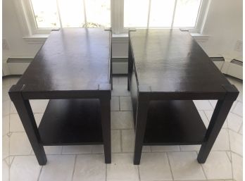 Pair Of Dark Wood Side Tables