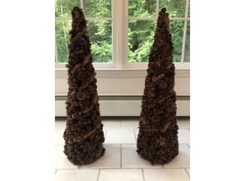 Pair Of Rustic Pinecone Trees