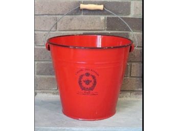 Red Metal Bucket With Handle