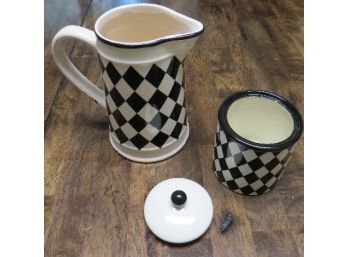 Whimsical Checked Pair Of Ceramic Kitchen Items