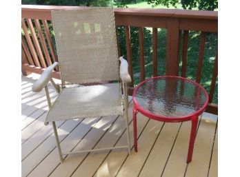 Red Patio Side Table And Chair