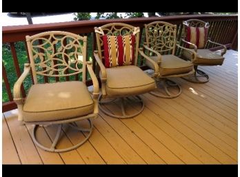 4 Outdoor Patio Swivel Chairs With Cushions By Hampton Bay