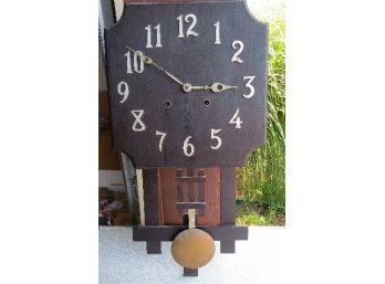 Arts And Crafts Era Oak Clock