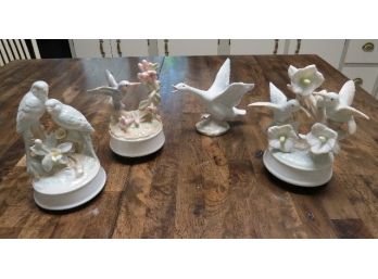 Bird Shaped Music Boxes And Statue - In Working Condition