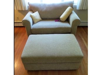 Loveseat With Fold Out Bed And Matching Storage Hassock