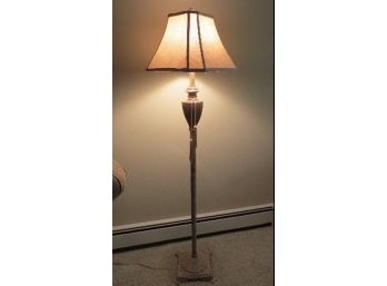 Decorative Urn Column Floor Lamp W/Cloth Shade - Exc. Condition