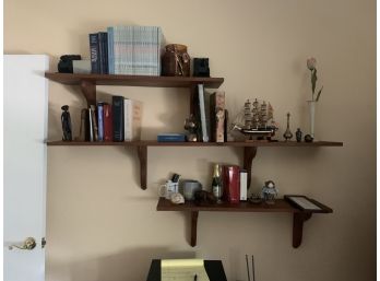 Three Solid Wood Shelves With Brackets, (Contents NOT Included)