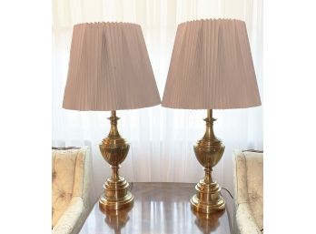 Pair Brass Table Lamps