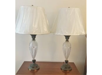 Pair Urn Form Crystal Table Lamps