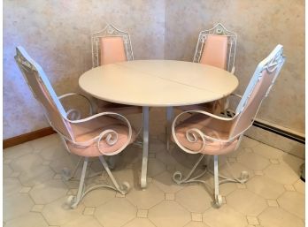 Round Wrought Iron Table  & Four Swivel Chairs