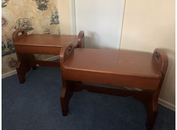 Pair Unique Side Tables/bench With Single Drawer