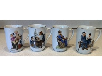 Group Of Four Norman Rockwell Mugs