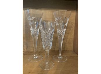 Two Wateford Champagen Flutes & A Vase