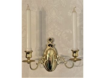 Pair Brass Two Light Wall Sconces (one Showing)