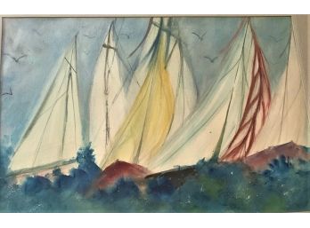 Joan Ryan Waqtercolor Depicting Sailing Ships