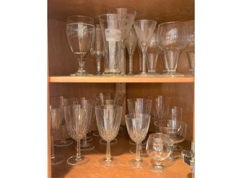 Two Shelves Of Stemware - Approximately 35 Pieces