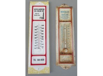 Pair Of Advertising Thermometers