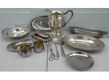 Large Lot Of 13 Silverplate Serving Pieces